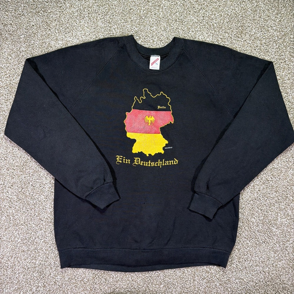 80s Germany Fin Deutschland Raglan Sweatshirt Black Size XL Classic